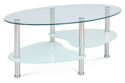 Autronic Moderný konferenčný stolík Konferenční stolek, čiré sklo / mléčné sklo / leštěný nerez (GCT-301 MIL1) (2xKarton)